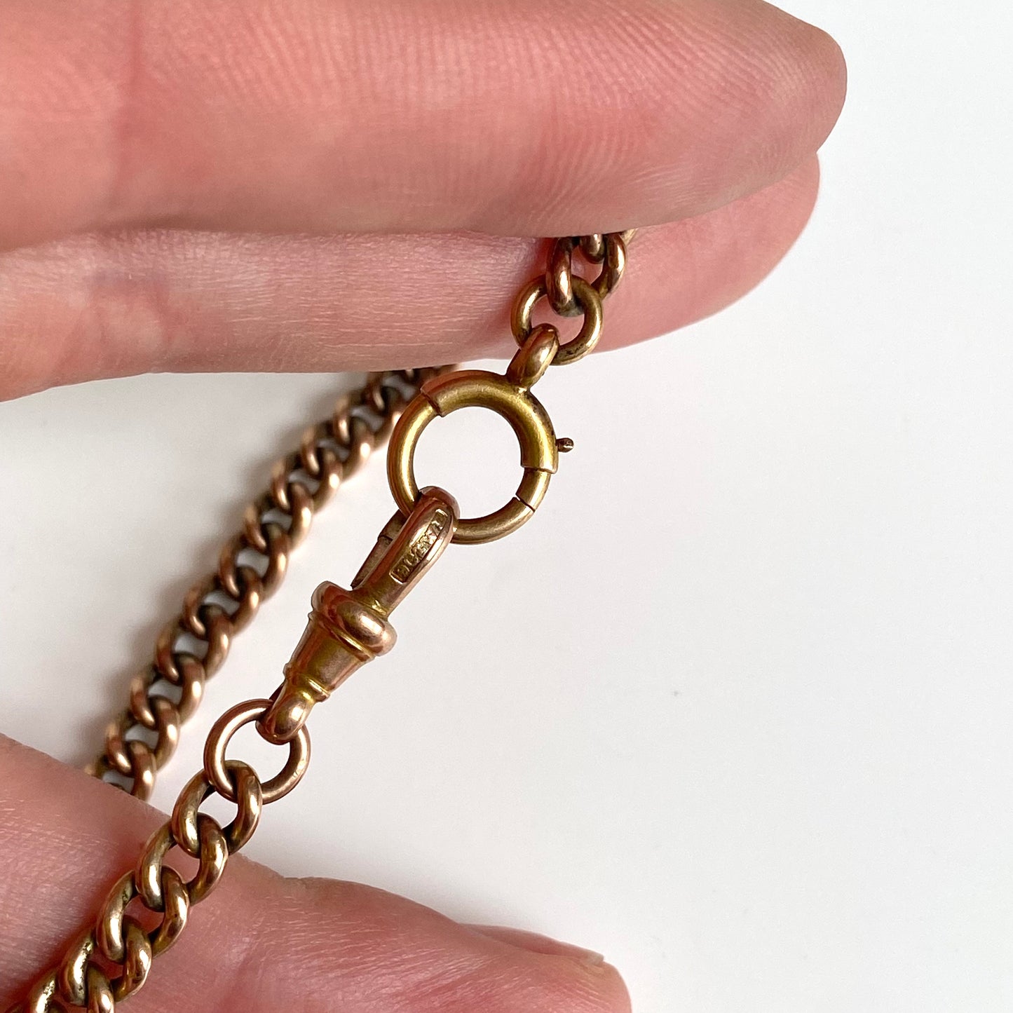 Antique 9ct Gold Albert Bracelet or Chain Extender with Bolt Ring and Dog Clip | 9" | 5mm