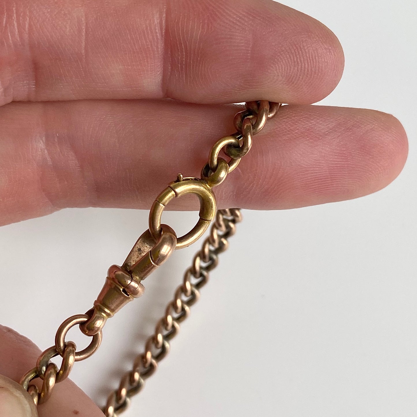 Antique 9ct Gold Albert Bracelet or Chain Extender with Bolt Ring and Dog Clip | 9" | 5mm