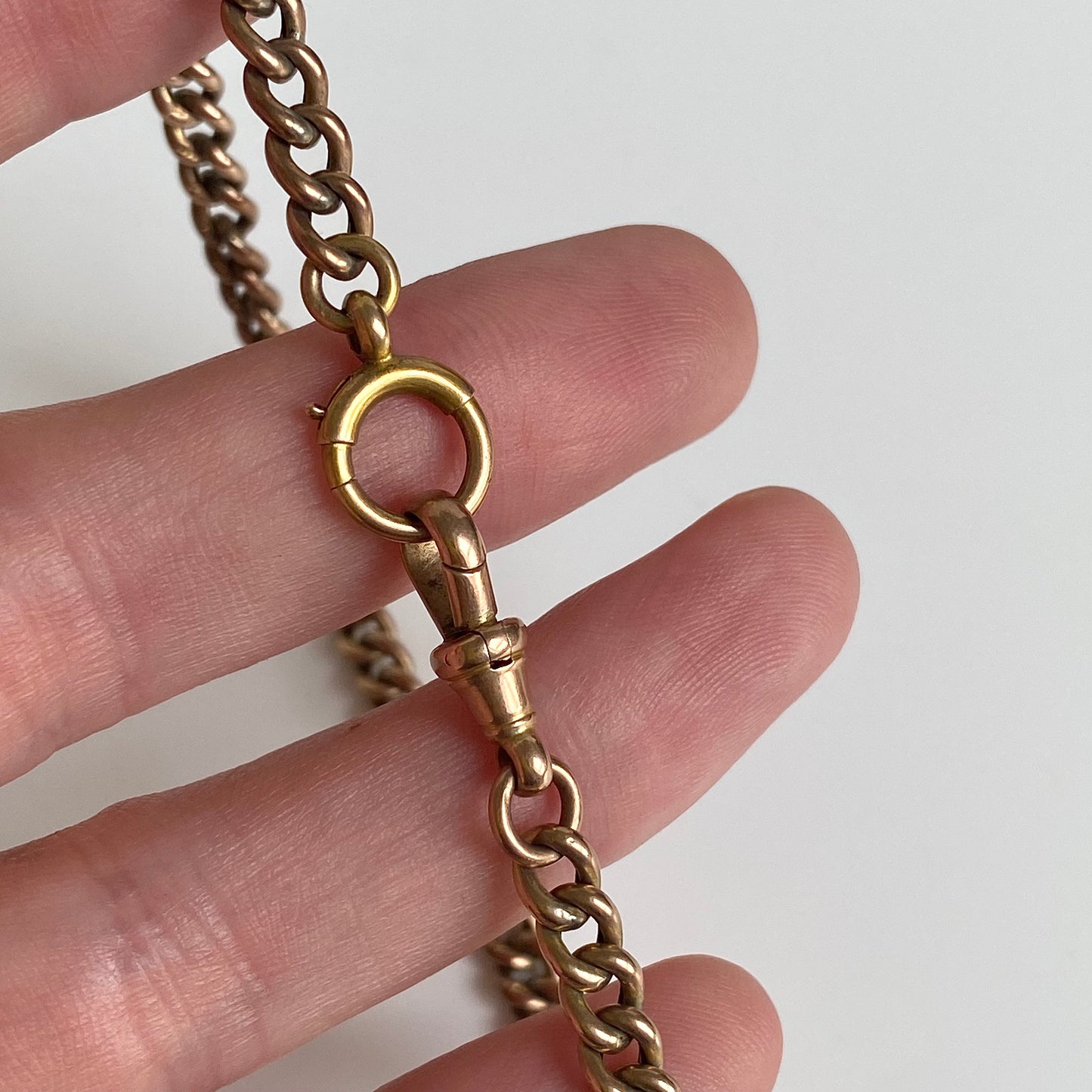 Antique 9ct Gold Albert Bracelet or Chain Extender with Bolt Ring and Dog Clip | 9" | 5mm