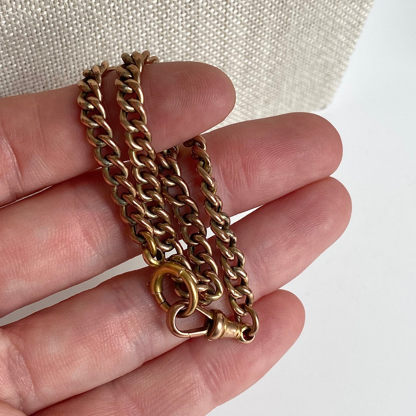 Antique 9ct Gold Albert Bracelet or Chain Extender with Bolt Ring and Dog Clip | 9" | 5mm