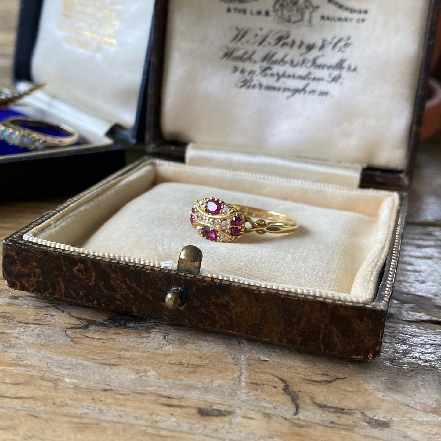 Stunning Antique Edwardian 18ct Gold Ruby and Diamond Ring | Size UK N.5