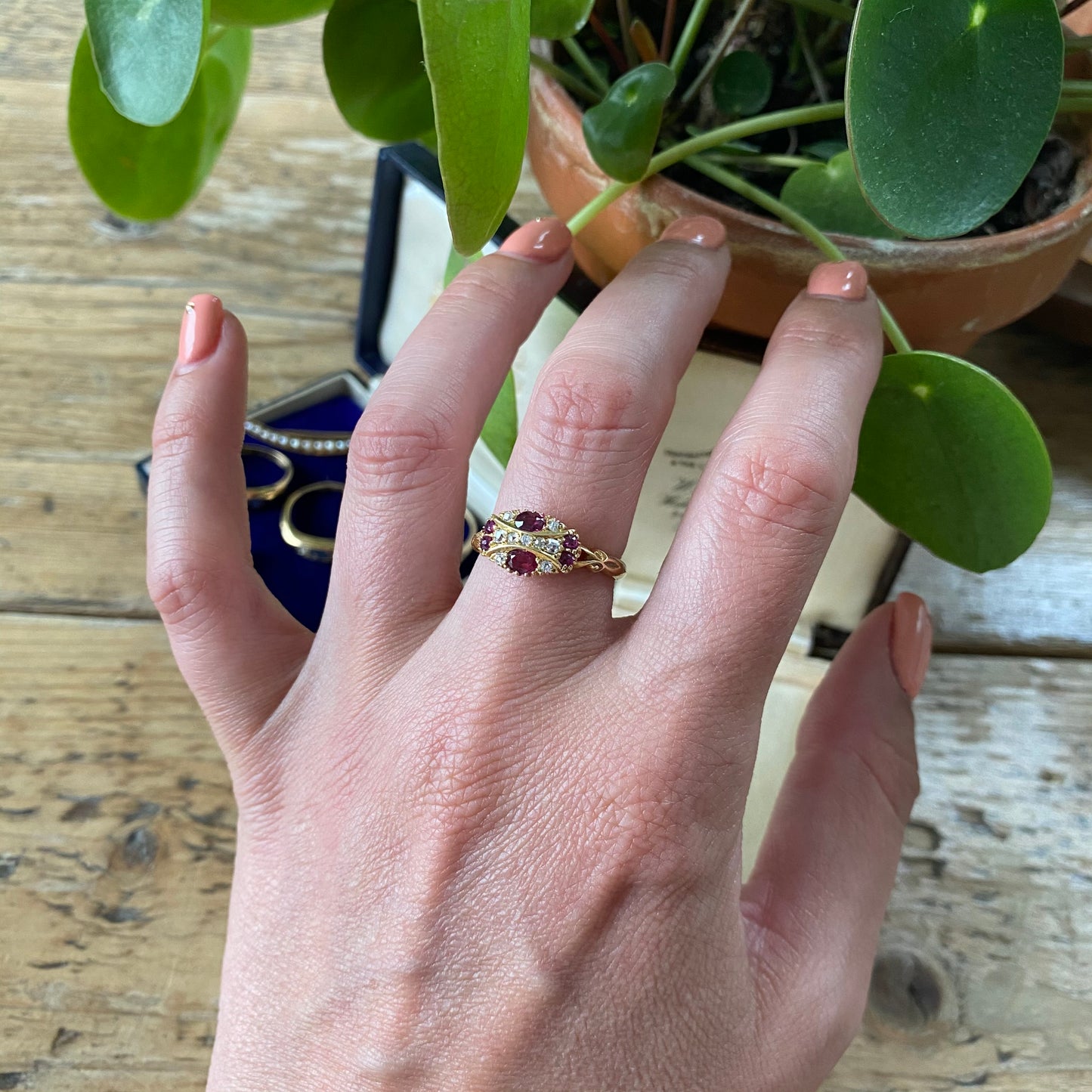 Stunning Antique Edwardian 18ct Gold Ruby and Diamond Ring | Size UK N.5