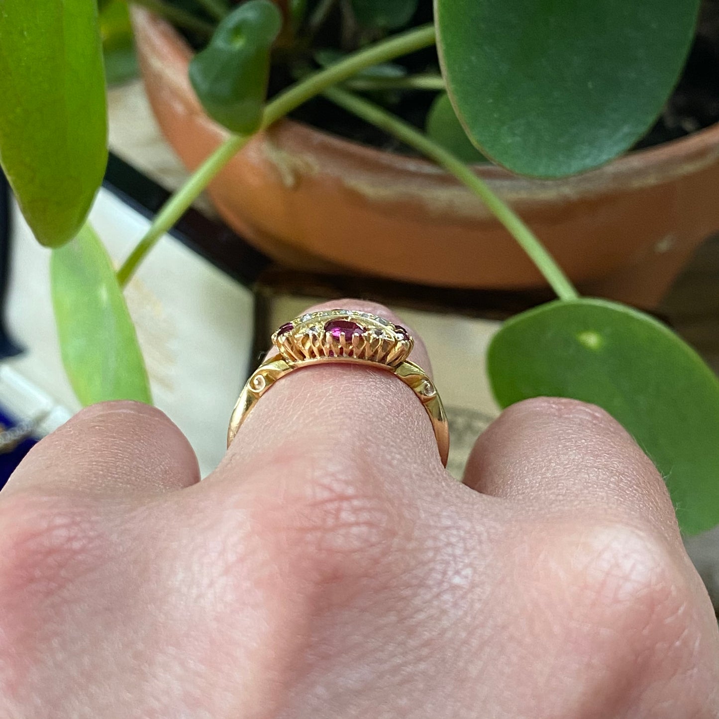 Stunning Antique Edwardian 18ct Gold Ruby and Diamond Ring | Size UK N.5