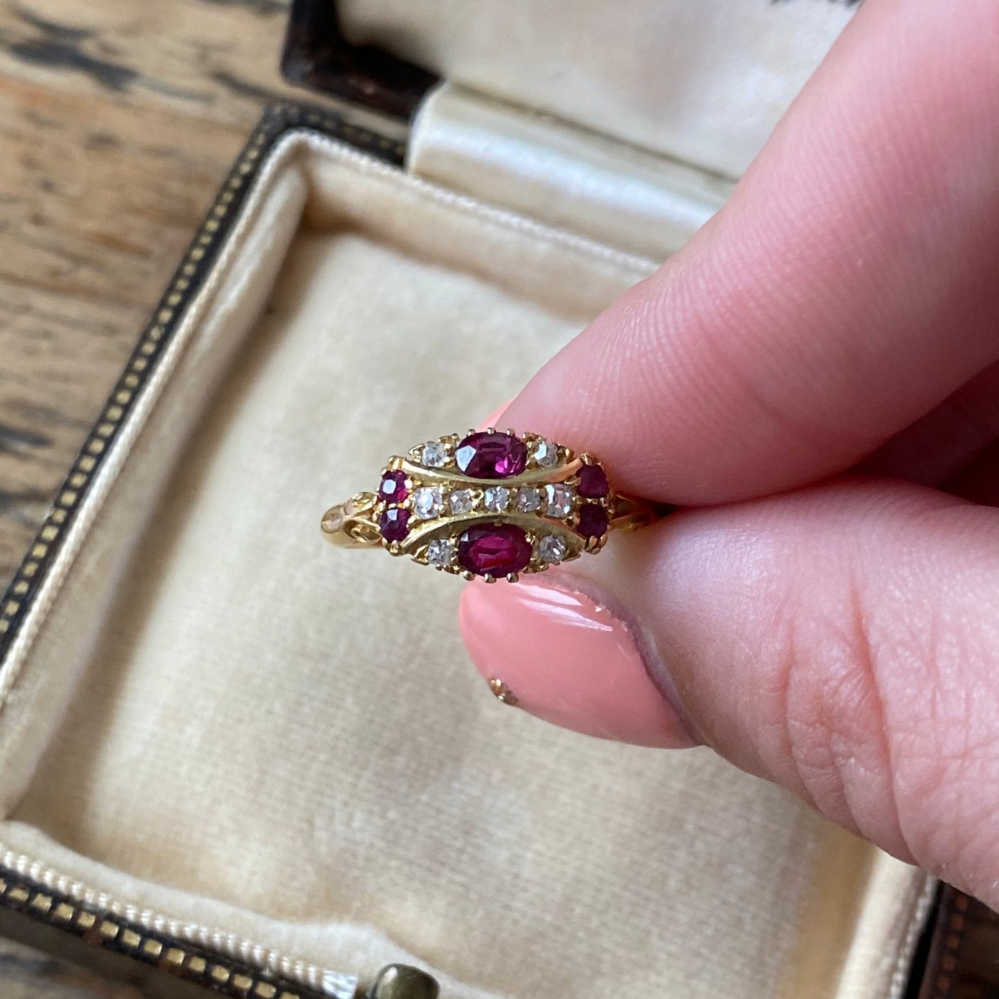 Stunning Antique Edwardian 18ct Gold Ruby and Diamond Ring | Size UK N.5