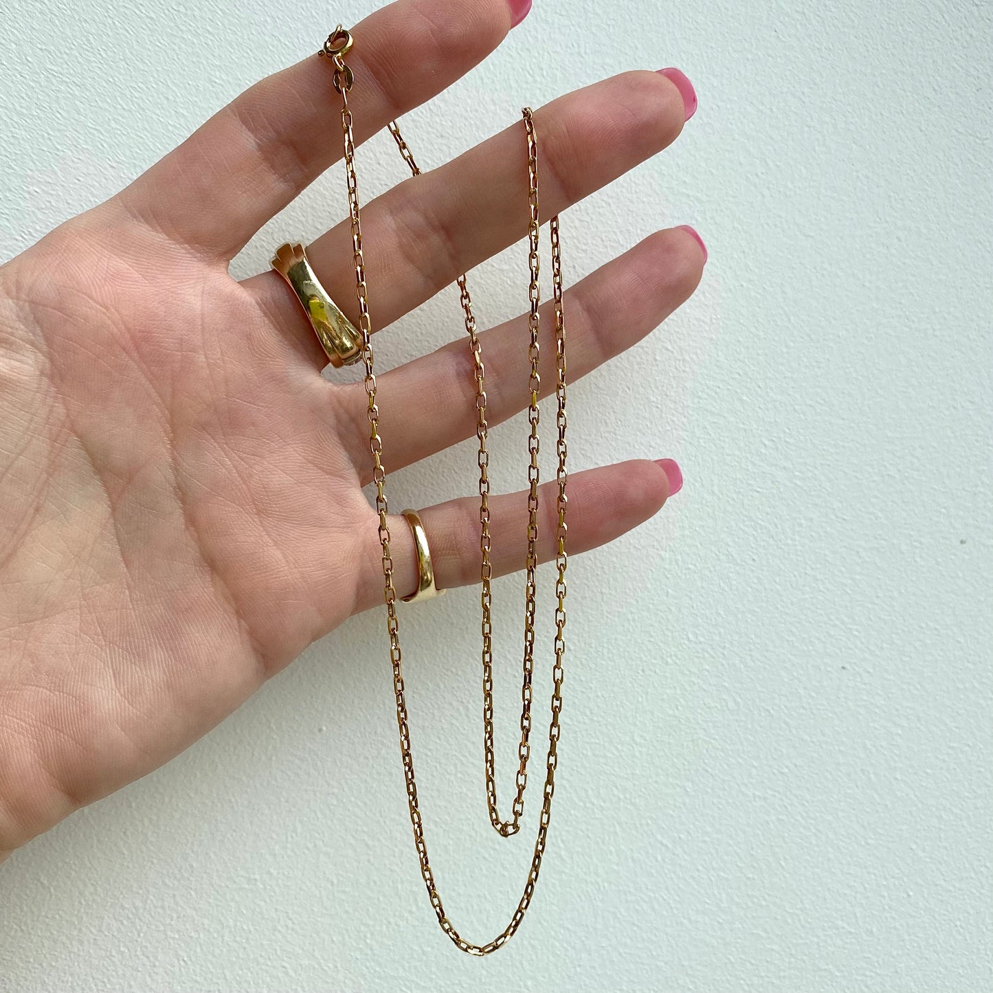 Lovely Vintage 9ct Gold Rectangle Biker Link Chain | 22.25" | 4.2g