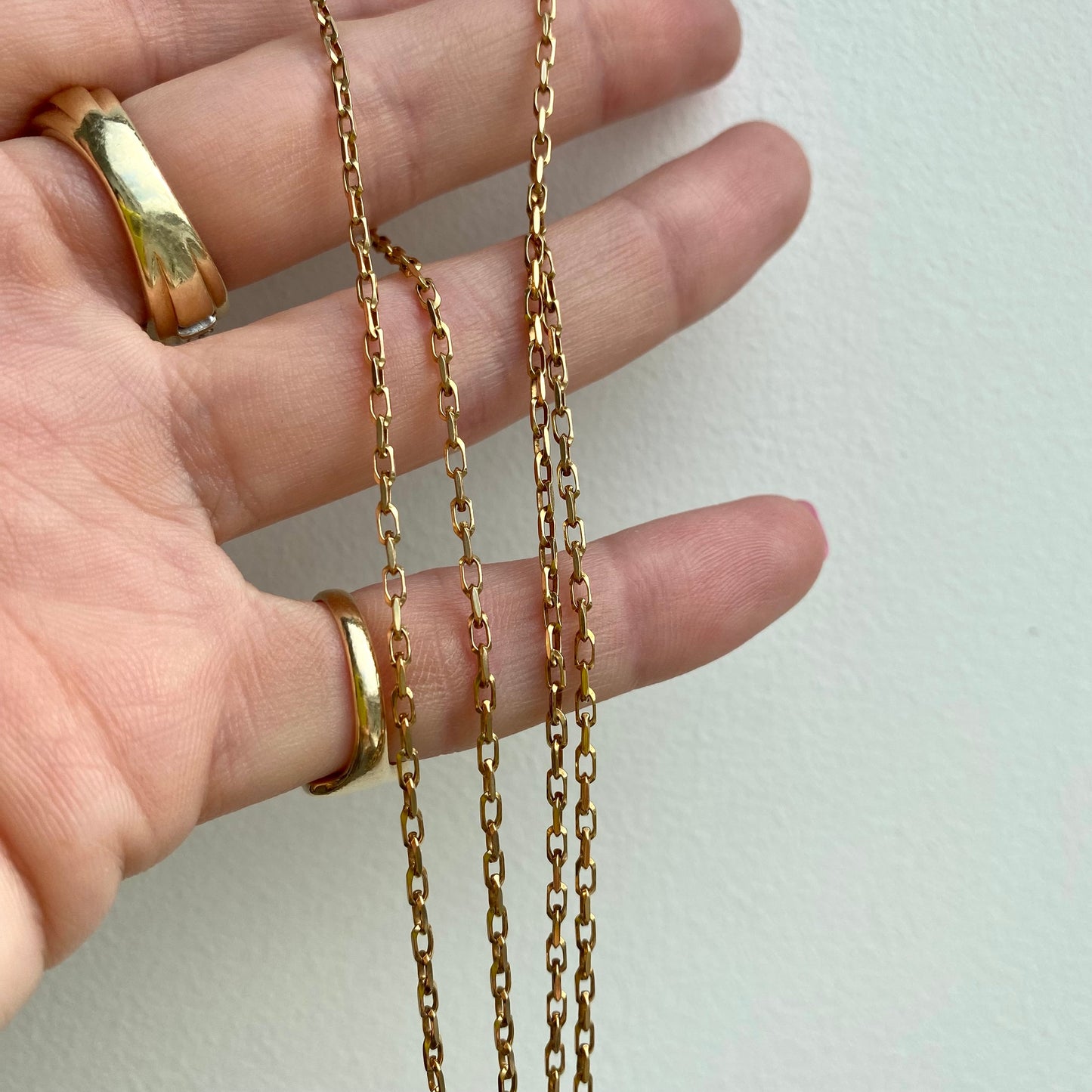 Lovely Vintage 9ct Gold Rectangle Biker Link Chain | 22.25" | 4.2g