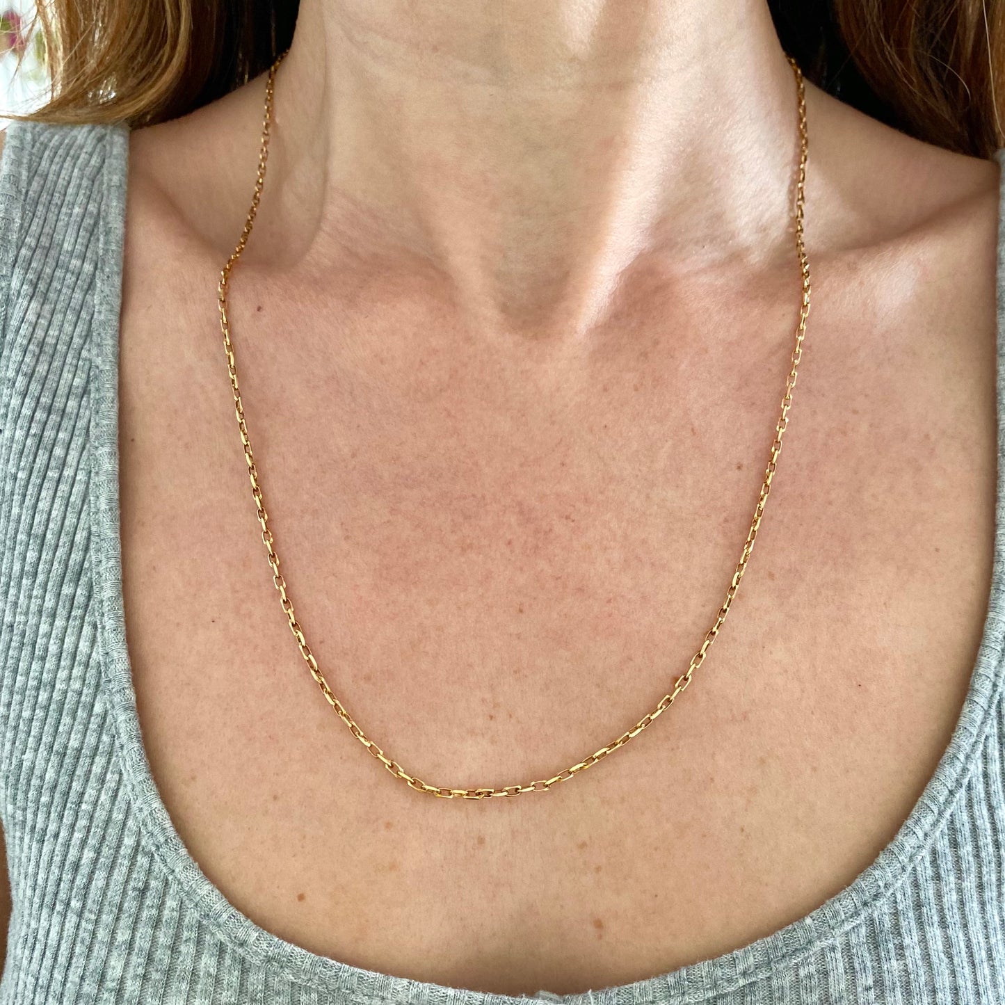 Lovely Vintage 9ct Gold Rectangle Biker Link Chain | 22.25" | 4.2g