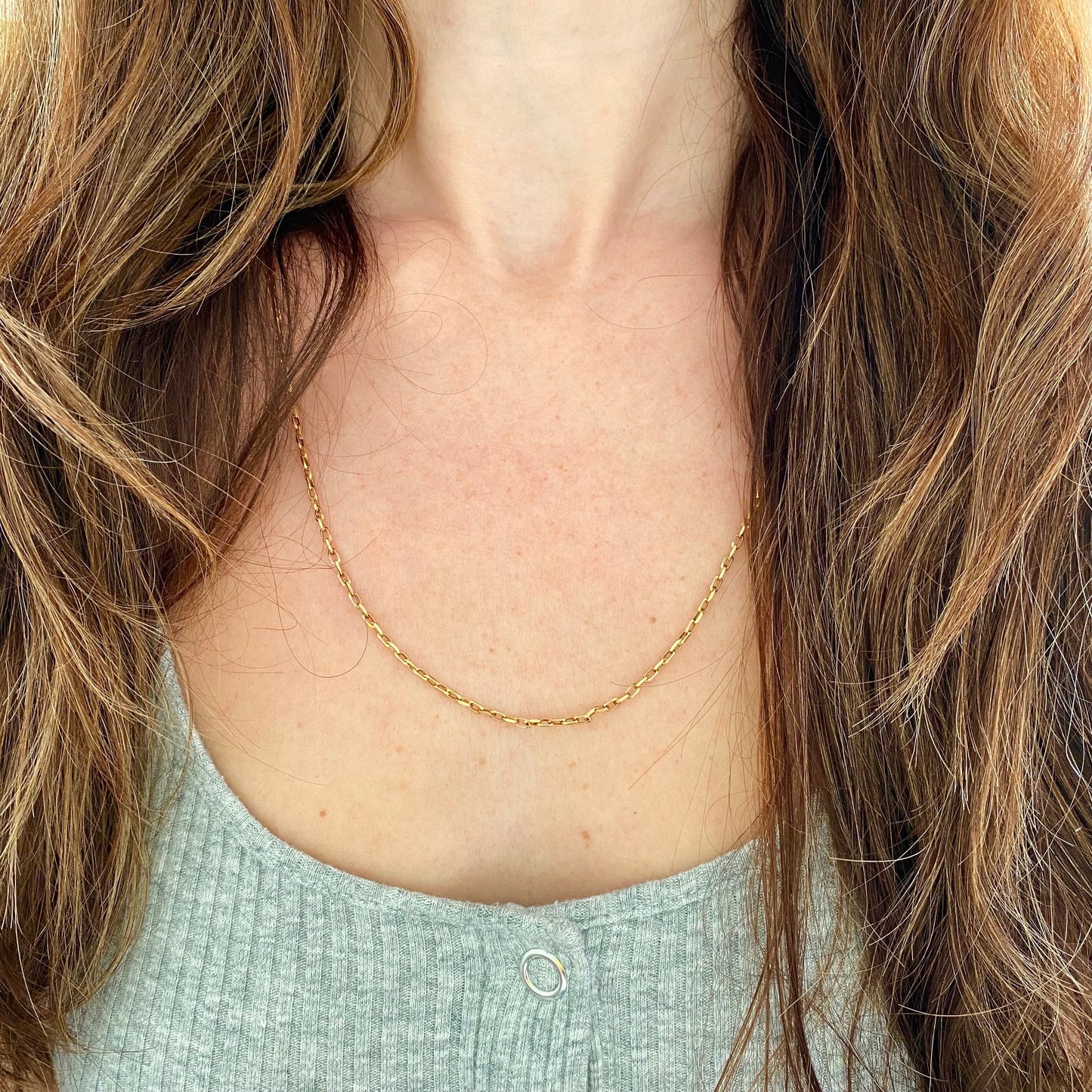 Lovely Vintage 9ct Gold Rectangle Biker Link Chain | 22.25" | 4.2g