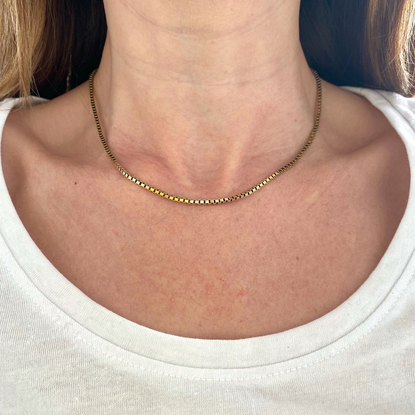 Vintage 9ct Gold Box Chain | 16" | 2mm