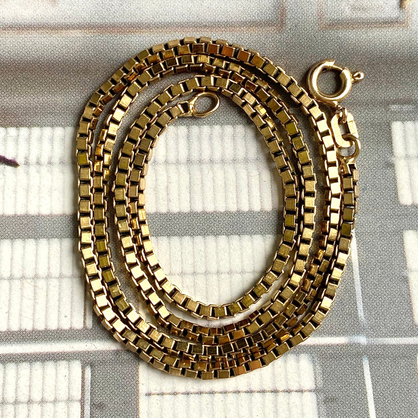 Vintage 9ct Gold Box Chain | 16" | 2mm