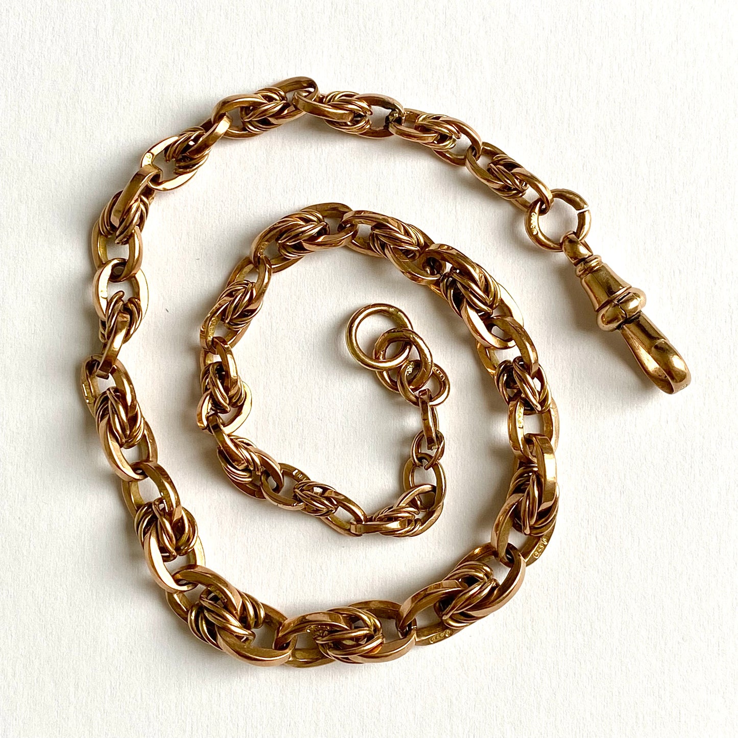 Short Antique 9ct Rosey Gold Graduated Fancy Link Chain | 13" | 5-7mm