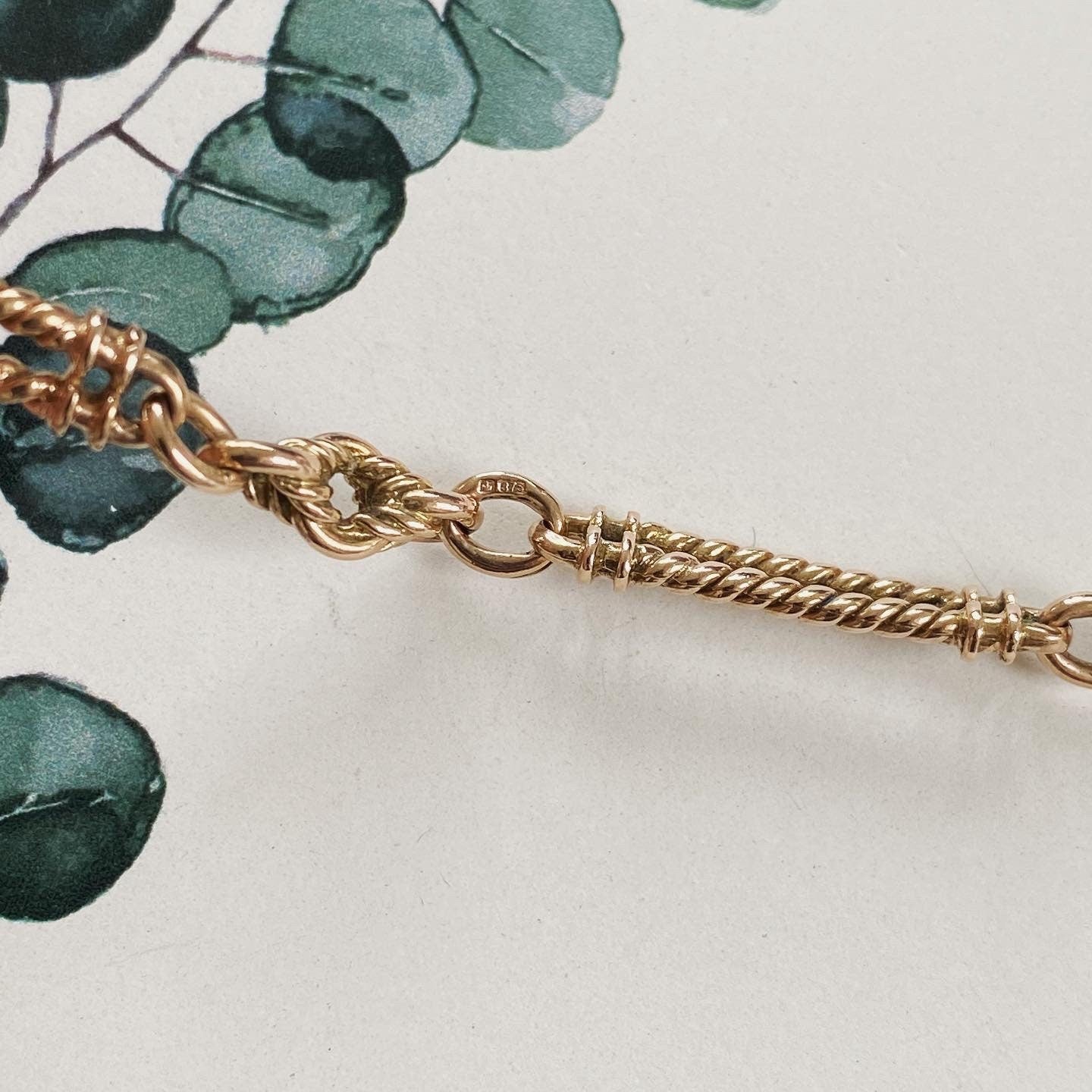 Antique Solid 9ct Rosey Gold Fancy Twist Link Chain with Dog Clip Clasp | 20" | 29.6g