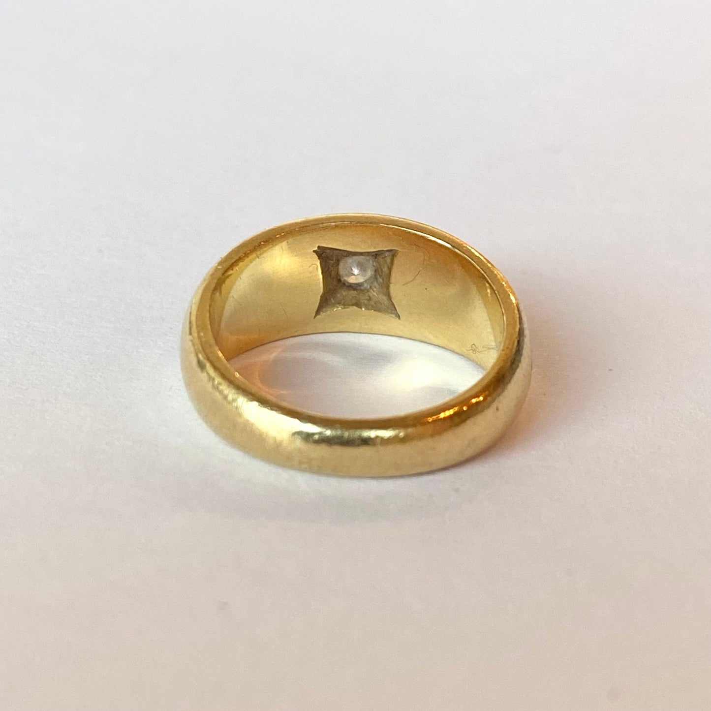 Vintage Solid 18ct Gold, Blue Enamel and Brilliant-cut Diamond Starburst Ring | Size UK K.5