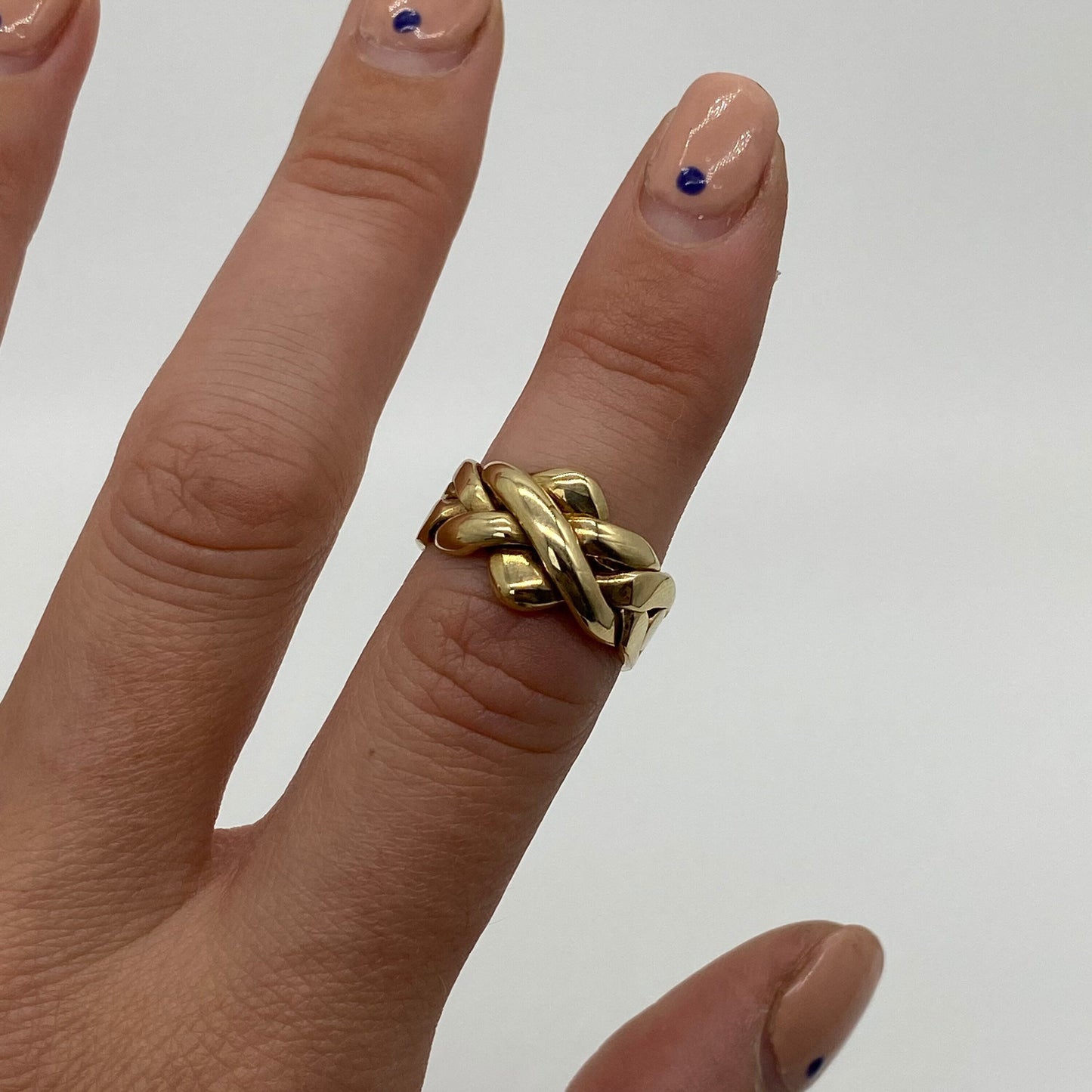 Vintage 9ct Gold Four-piece Puzzle Ring | Size UK M