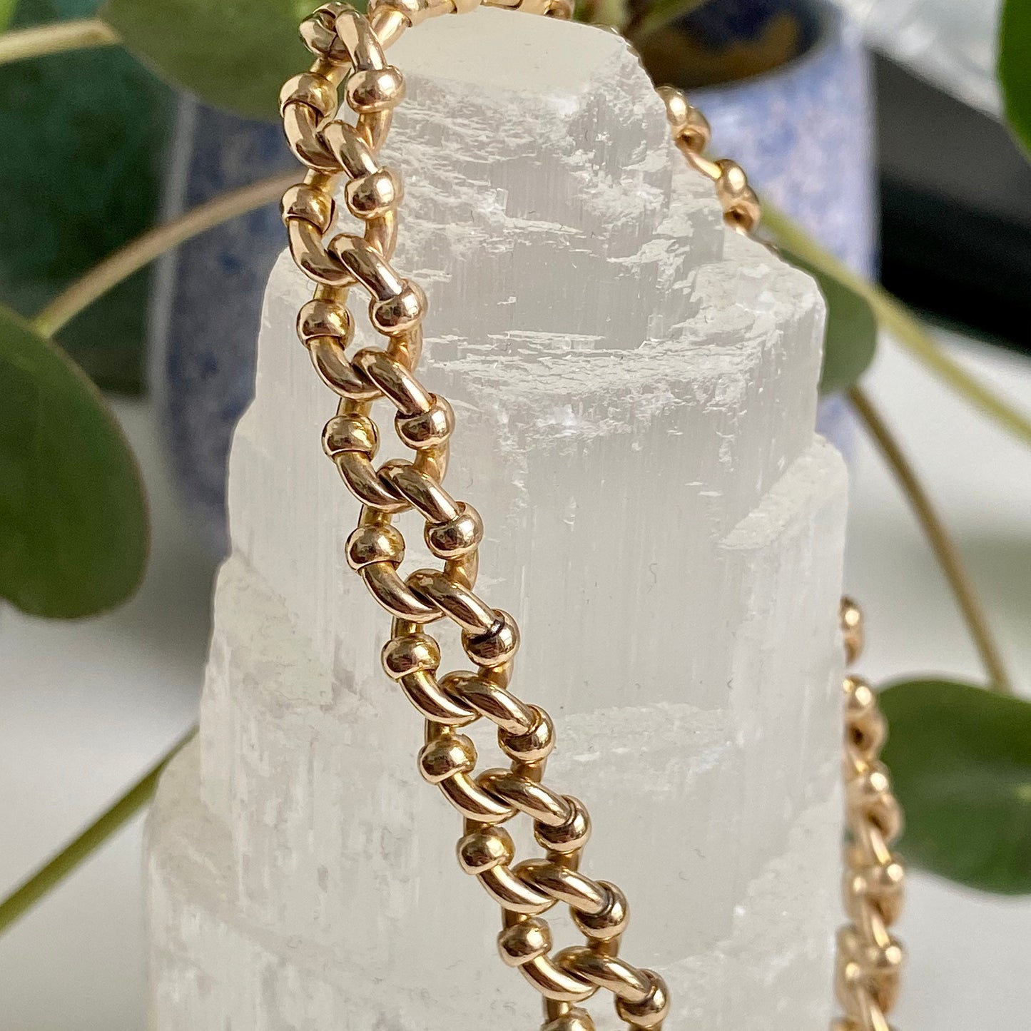 Fantastic Vintage 9ct Gold Roller Link Bracelet with T Bar Clasp | 8.3" | 24.4g