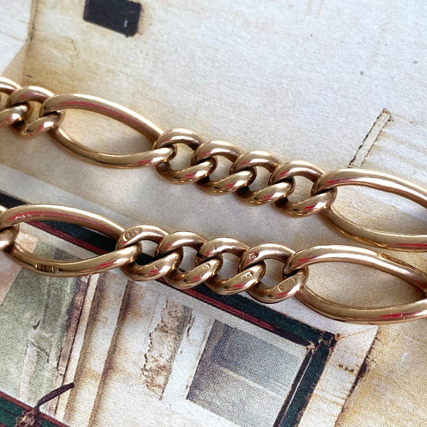 Stunning Heavy Antique 9ct Gold Fancy Link Albert Chain | 16"
