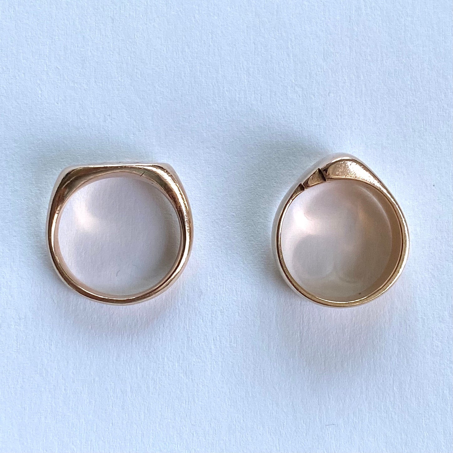 Cute Chunky 9ct Rosey Gold Asymmetric Signet Ring  |  Size UK G